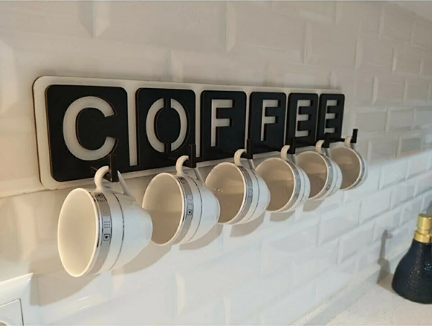 Decorative Coffee Written Kitchen Cup Hanger